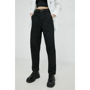 Bavlnené nohavice G-Star Raw dámske, čierna farba, strih chinos, vysoký pás