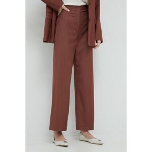Nohavice Bardot dámske, hnedá farba, široké, vysoký pás