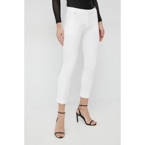 Nohavice Lauren Ralph Lauren dámske, biela farba, rovné, stredne vysoký pás