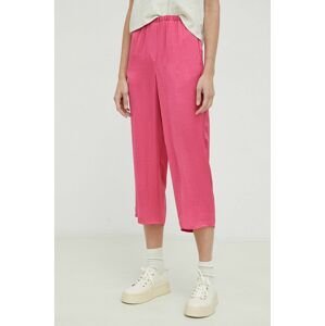 Nohavice American Vintage dámske, ružová farba, rovné, vysoký pás