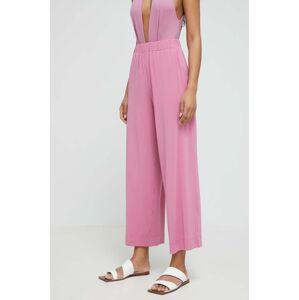 Plážové nohavice Max Mara Beachwear dámske, ružová farba