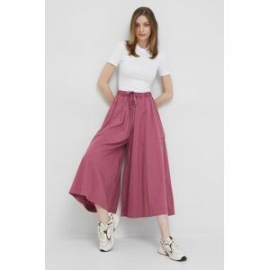 Nohavice Deha dámske, ružová farba, široké, vysoký pás