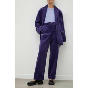 Manšestrové nohavice Lovechild Lucas fialová farba, rovné, vysoký pás
