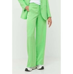 Nohavice Karl Lagerfeld dámske, zelená farba, rovné, vysoký pás