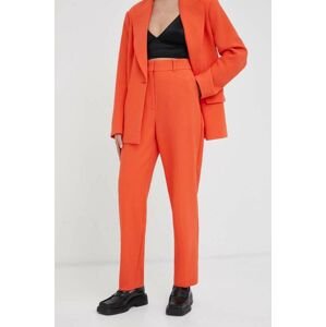 Nohavice 2NDDAY dámske, oranžová farba, rovné, vysoký pás