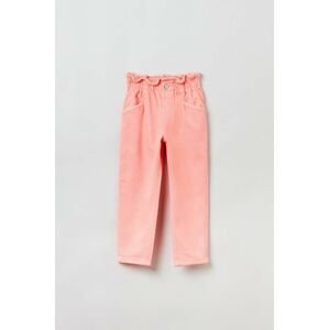 Detské bavlnené nohavice OVS ružová farba, jednofarebné