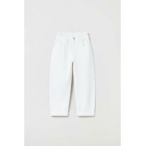 Detské bavlnené nohavice OVS biela farba, jednofarebné