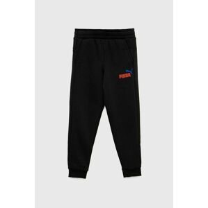 Detské tepláky Puma ESS+ 2 Col Logo Pants FL cl B čierna farba, s potlačou