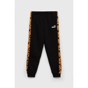 Detské tepláky Puma ESS+ MATES Sweatpants TR čierna farba, vzorované