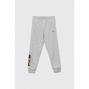 Detské tepláky Puma PUMA x SPONGEBOB Sweatpants TR šedá farba, s potlačou