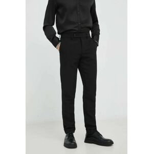 Nohavice Bruuns Bazaar Karlsus Basic Pants pánske, čierna farba, priliehavé