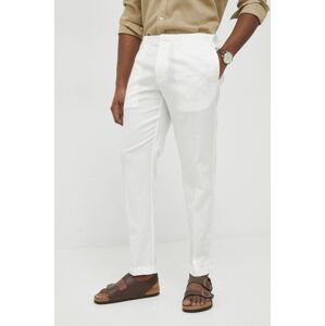 Nohavice Emporio Armani pánske, biela farba, rovné