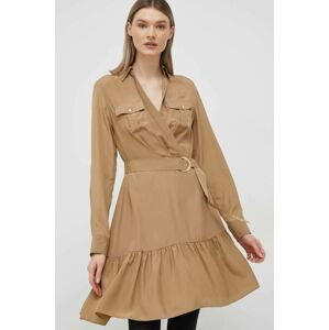 Šaty Lauren Ralph Lauren hnedá farba, mini, áčkový strih