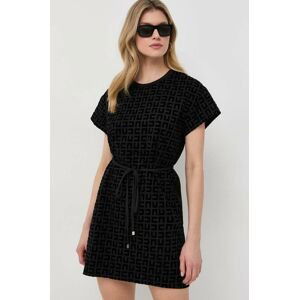 Bavlnené šaty Elisabetta Franchi čierna farba, mini, oversize