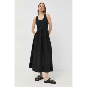 Bavlnené šaty Marella čierna farba, maxi, áčkový strih