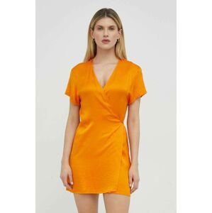 Šaty American Vintage oranžová farba, mini, áčkový strih