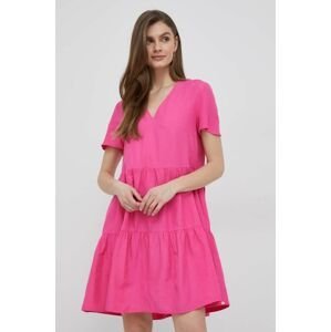 Šaty s prímesou ľanu Pennyblack ružová farba, mini, áčkový strih