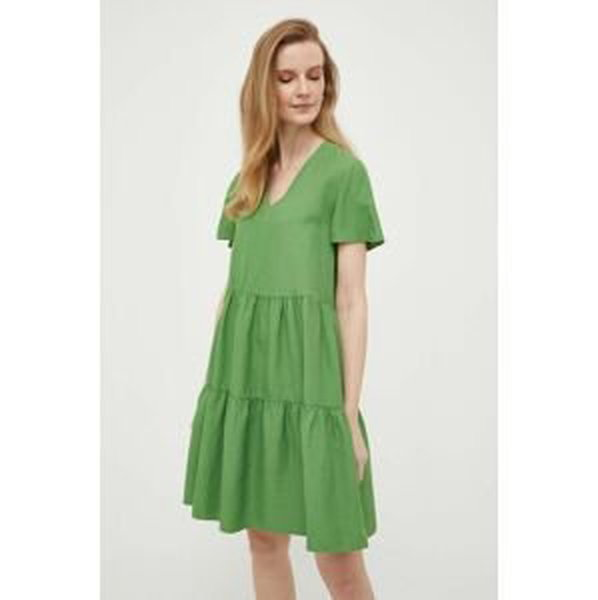 Šaty s prímesou ľanu Pennyblack zelená farba, mini, áčkový strih