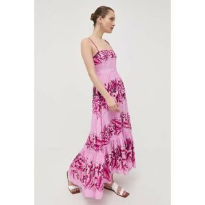 Bavlnené šaty Pinko ružová farba, maxi, áčkový strih