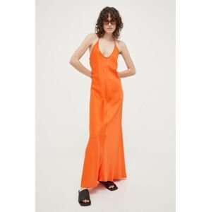 Šaty Birgitte Herskind oranžová farba, maxi, rovný strih
