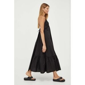 Bavlnené šaty Herskind čierna farba, maxi, áčkový strih