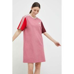 Bavlnené šaty adidas ružová farba, mini, oversize
