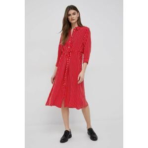 Šaty Tommy Hilfiger červená farba, mini, rovný strih