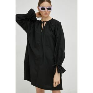 Bavlnené šaty G-Star Raw čierna farba, mini, oversize