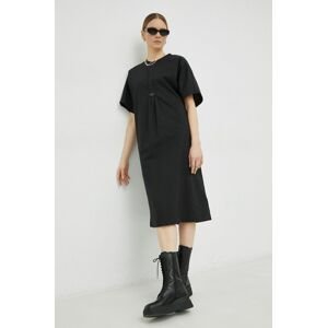 Bavlnené šaty G-Star Raw čierna farba, midi, oversize