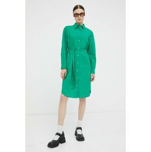 Bavlnené šaty Marc O'Polo zelená farba, mini, rovný strih