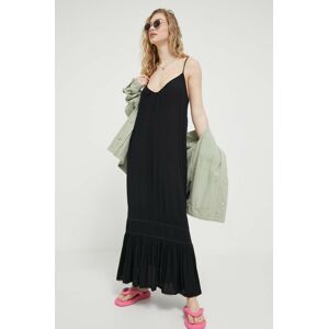 Šaty Superdry čierna farba, maxi, oversize