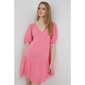 Bavlnené šaty GAP ružová farba, mini, áčkový strih