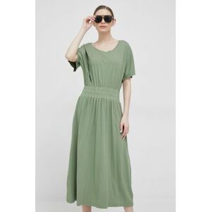 Bavlnené šaty Deha zelená farba, maxi, áčkový strih