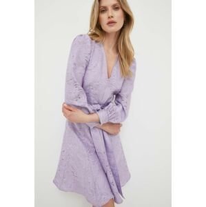 Šaty Ivy Oak fialová farba, mini, áčkový strih