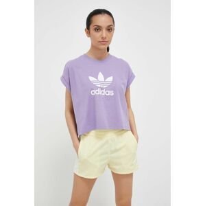 Bavlnené tričko adidas Originals fialová farba