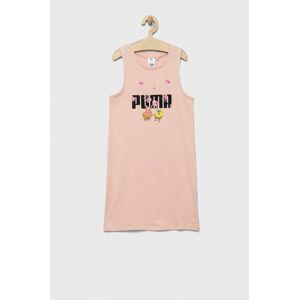 Dievčenské šaty Puma x SPONGEBOB ružová farba, mini, rovný strih