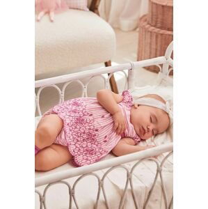 Šaty pre bábätká s prímesou ľanu Mayoral Newborn fialová farba, mini, áčkový strih