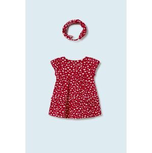 Detské bavlnené šaty Mayoral Newborn červená farba, mini, áčkový strih