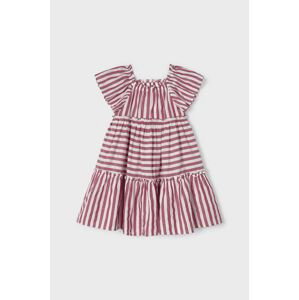 Dievčenské bavlnené šaty Mayoral bordová farba, mini, áčkový strih