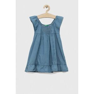 Dievčenské rifľové šaty United Colors of Benetton mini, áčkový strih