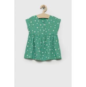 Dievčenské šaty United Colors of Benetton zelená farba, mini, áčkový strih