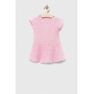 Detské bavlnené šaty United Colors of Benetton ružová farba, mini, áčkový strih