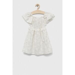 Dievčenské bavlnené šaty Birba&Trybeyond biela farba, mini, áčkový strih