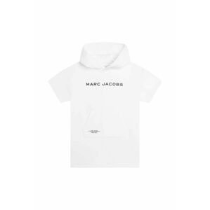 Dievčenské bavlnené šaty Marc Jacobs biela farba, mini, rovný strih