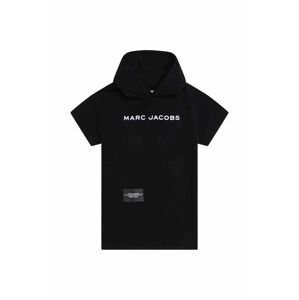 Dievčenské bavlnené šaty Marc Jacobs tmavomodrá farba, mini, rovný strih
