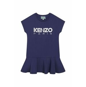 Dievčenské šaty Kenzo Kids tmavomodrá farba, mini, áčkový strih