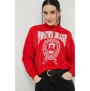 Sveter Tommy Jeans dámsky, červená farba,