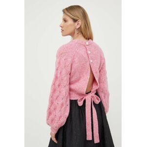Vlnený sveter Custommade Tilia dámsky, ružová farba