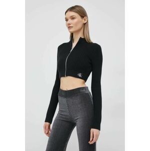 Bavlnený kardigán Calvin Klein Jeans dámsky, čierna farba