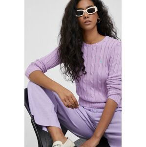 Bavlnený sveter Polo Ralph Lauren dámsky, fialová farba